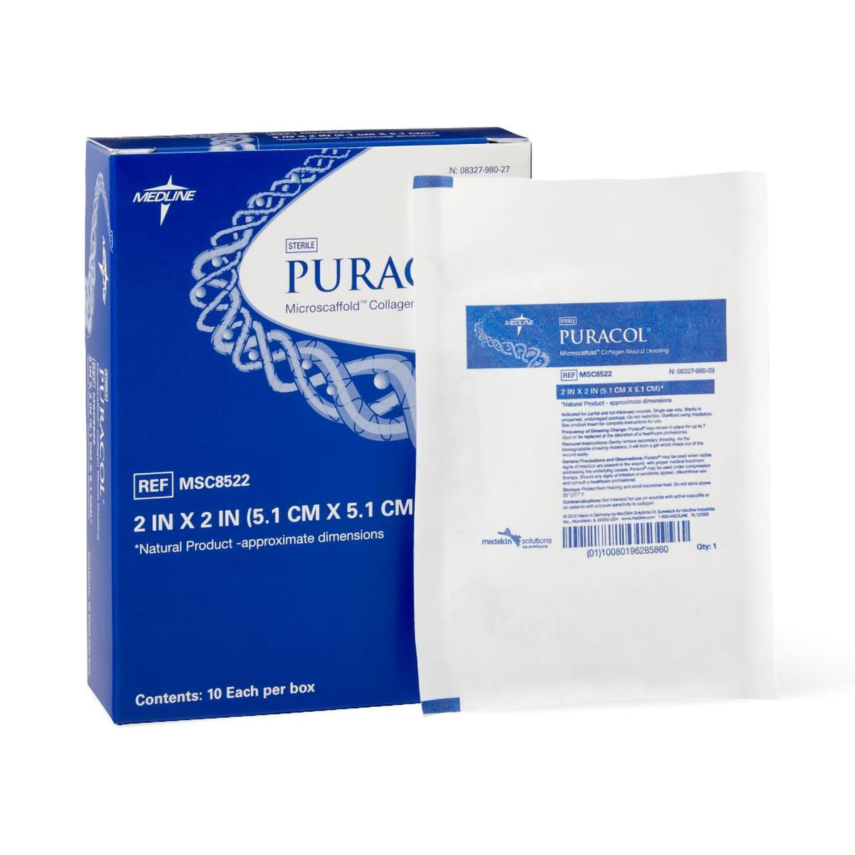 Puracol Collagen Wound Dressing, 2 x 2 inch-Collagen Dressing Puracol 2 X 2 Inch Square Sterile