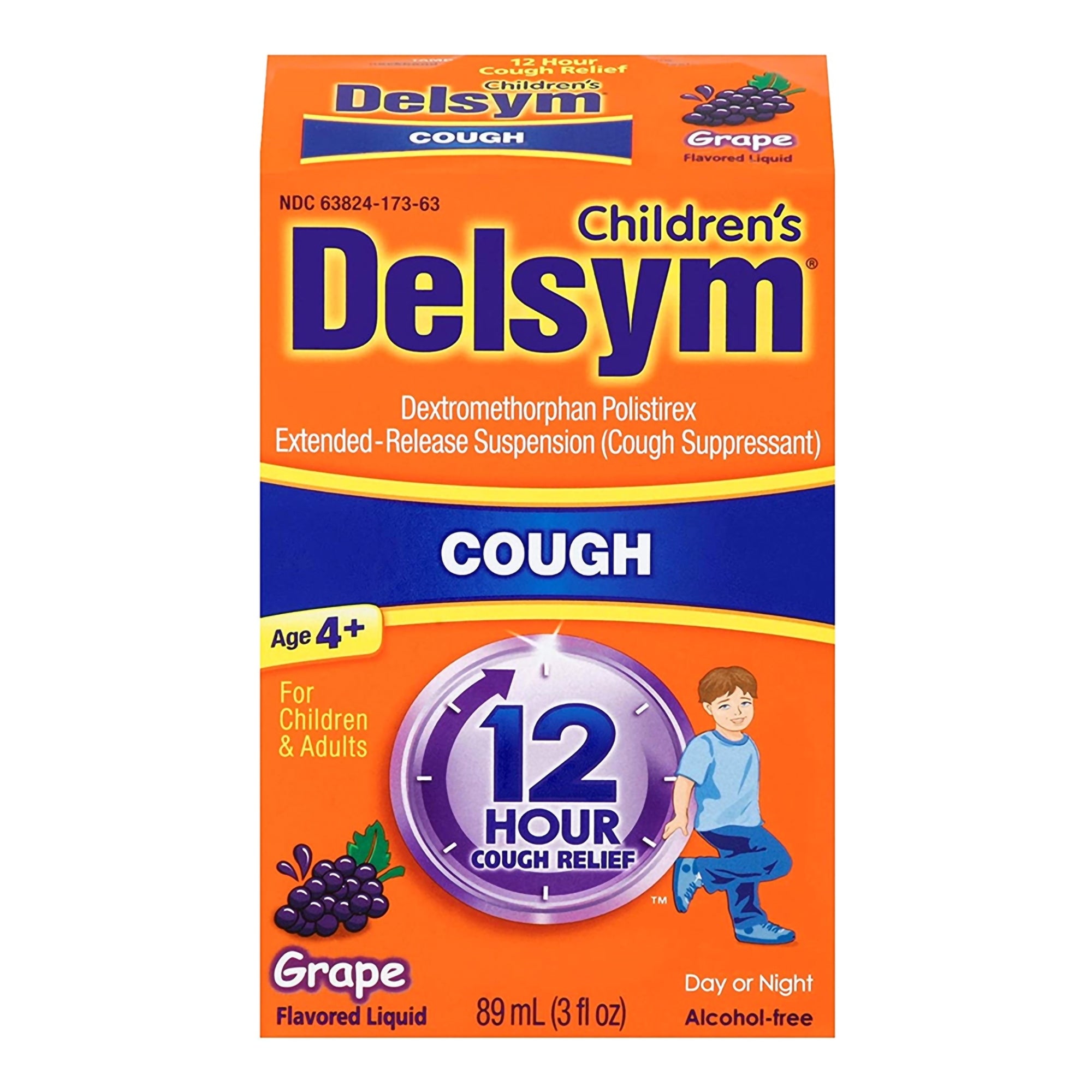 Delsym Dextromethorphan HBr Cold and Cough Relief-Children's Cold and Cough Relief Delsym 30 mg / 5 mL Strength Liquid 3 oz.