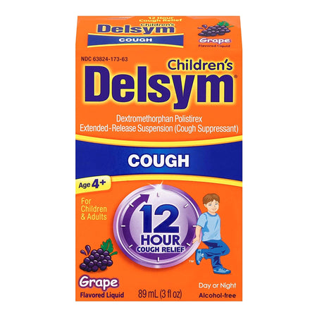 Delsym Dextromethorphan HBr Cold and Cough Relief-Children's Cold and Cough Relief Delsym 30 mg / 5 mL Strength Liquid 3 oz.