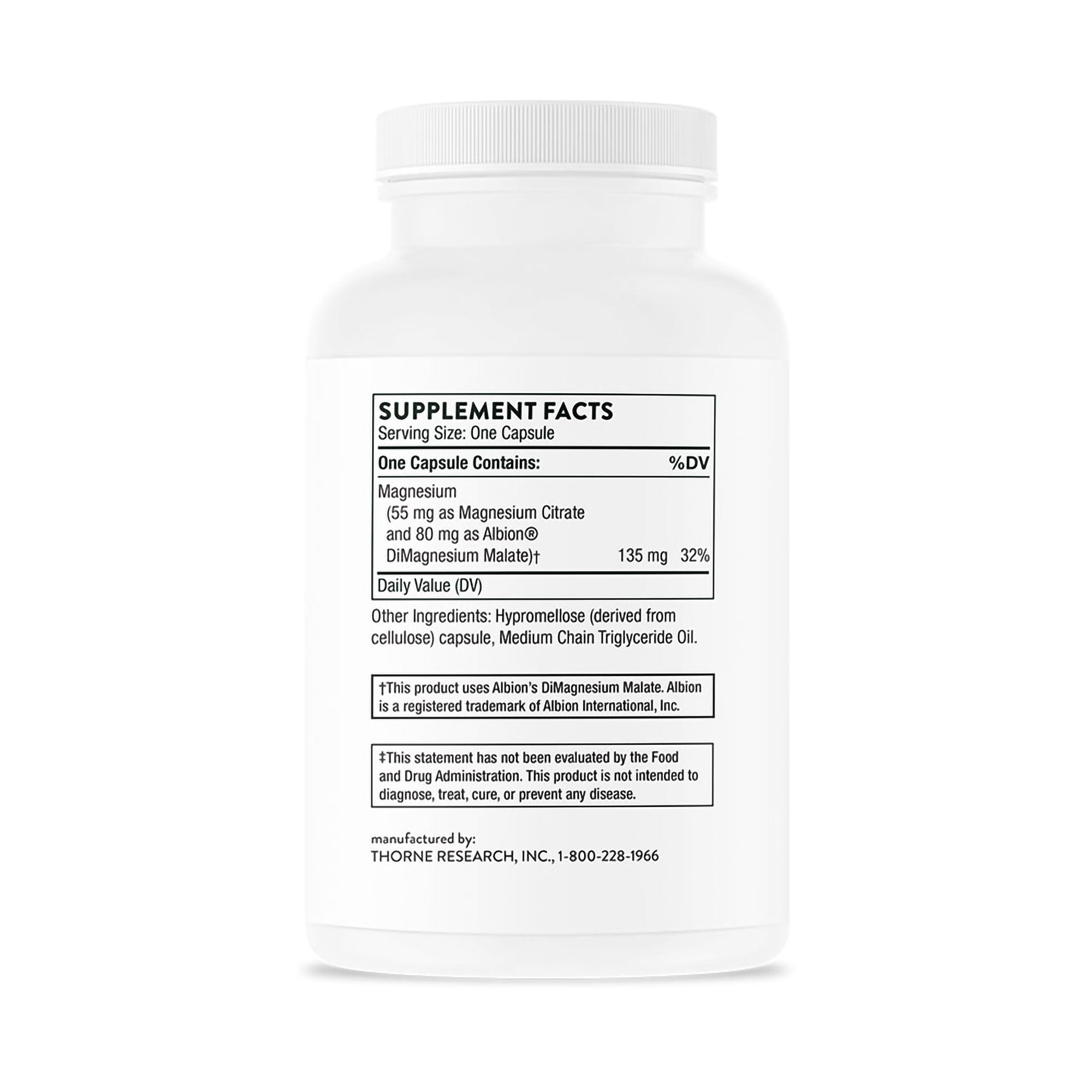 Thorne Magnesium CitraMate Dietary Supplement-Dietary Supplement THORNE Magnesium CitraMate Magnesium 135 mg Strength Capsule 90 per Bottle