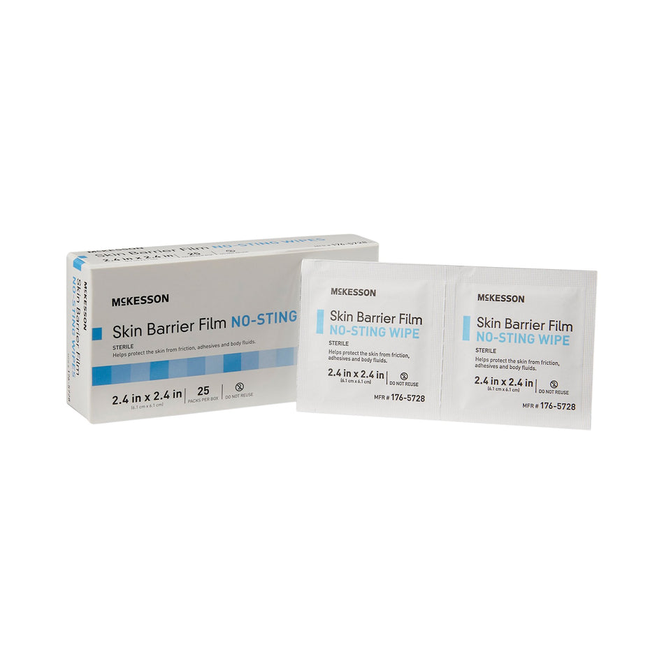 McKesson Skin Barrier Wipe-Skin Barrier Wipe McKesson No Sting 75 to 100% Strength Hexamethyldisiloxane Individual Packet Sterile