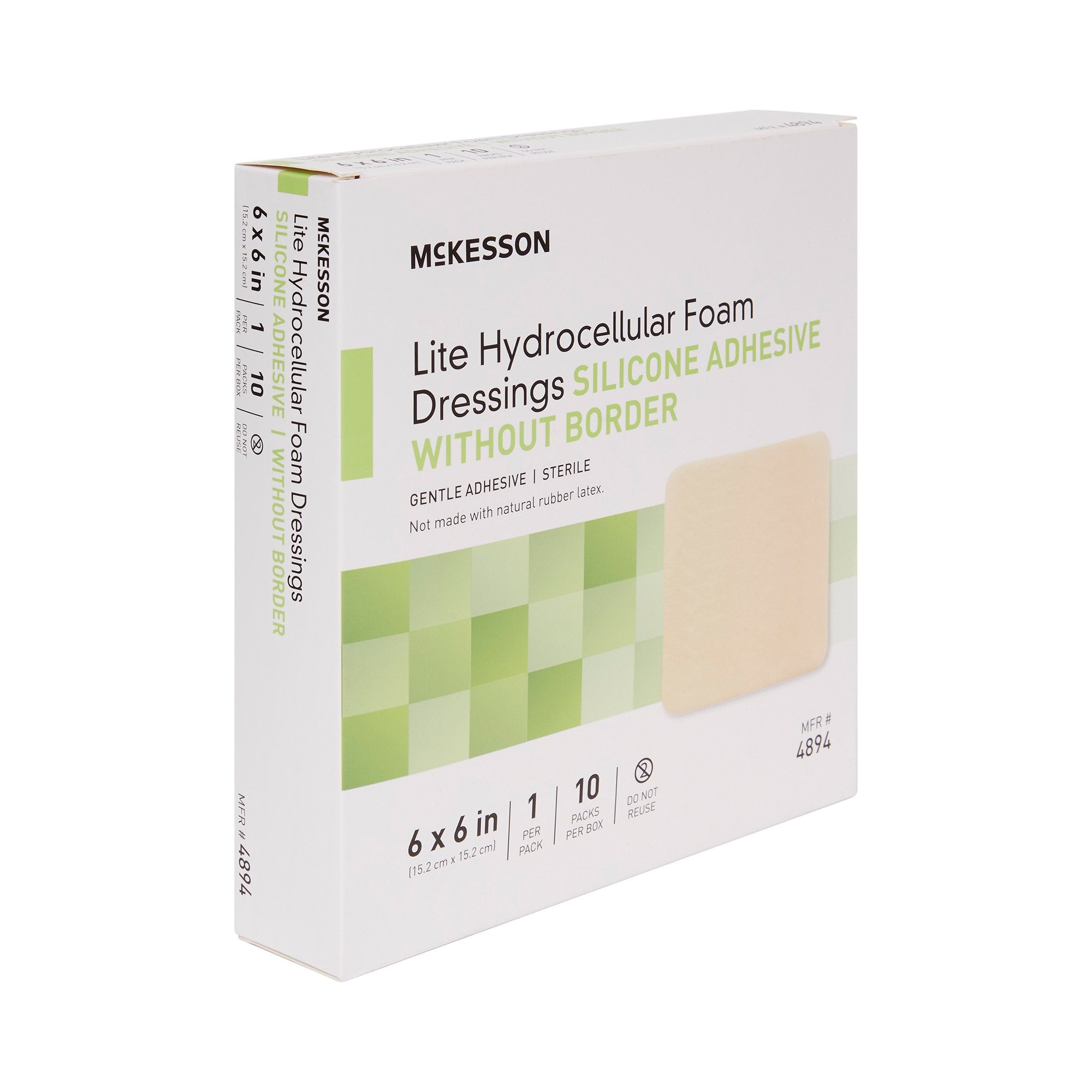 McKesson Lite Silicone Gel Adhesive without Border Thin Silicone Foam Dressing, 6 x 6 Inch-Thin Foam Dressing McKesson Lite 6 X 6 Inch Without Border Film Backing Silicone Gel Adhesive Square Sterile