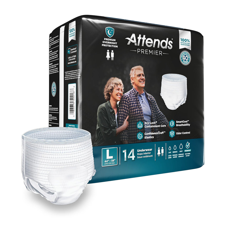 Attends® Premier Underwear, Heavy Absorbency, Large, 44 to 58 Inch Waist/Hip - Incontinence>Adult Briefs and Protective Un...