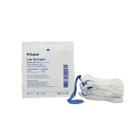 Dukal X-Ray Detectable Surgical Laparotomy Sponge, 18 x 18 Inch-Surgical Laparotomy Sponge X-Ray Detectable Cotton 18 X 18 Inch 5 Count Pack Sterile