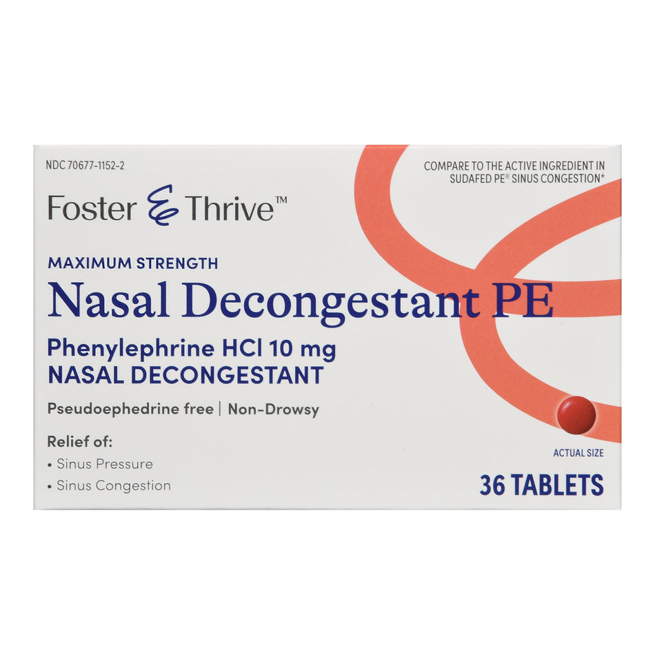 Foster & Thrive Nasal Decongestant PE Tablets Maximum Strength-Sinus Relief Foster & Thrive 10 mg Strength Tablet 36 per Bottle