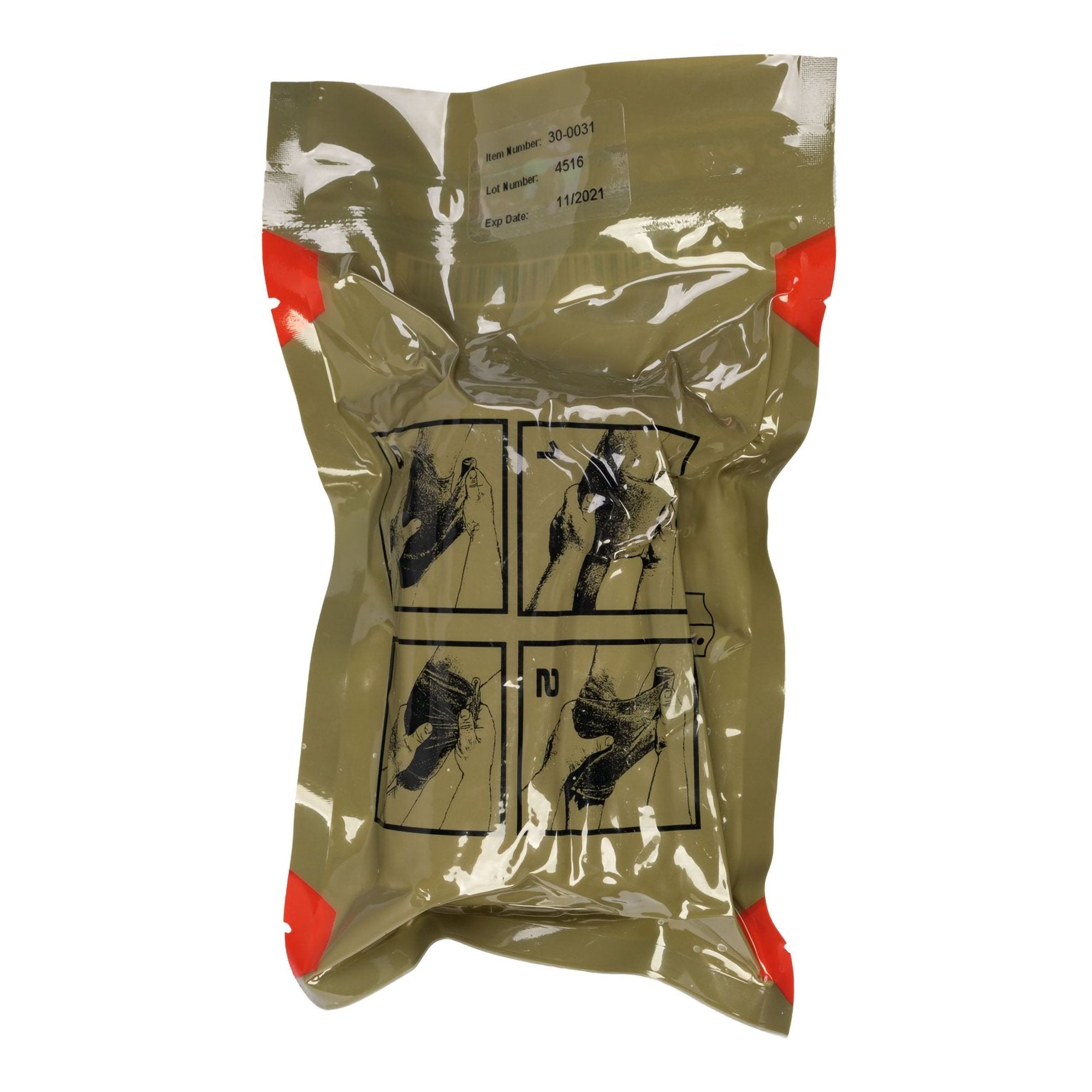 ETD C-Clasp Closure Trauma Dressing, 4 x 70 Inch-Trauma Pressure Dressing with Wrap ETD 4 X 70 Inch C-Clasp Closure Tan / White Sterile Standard Compression