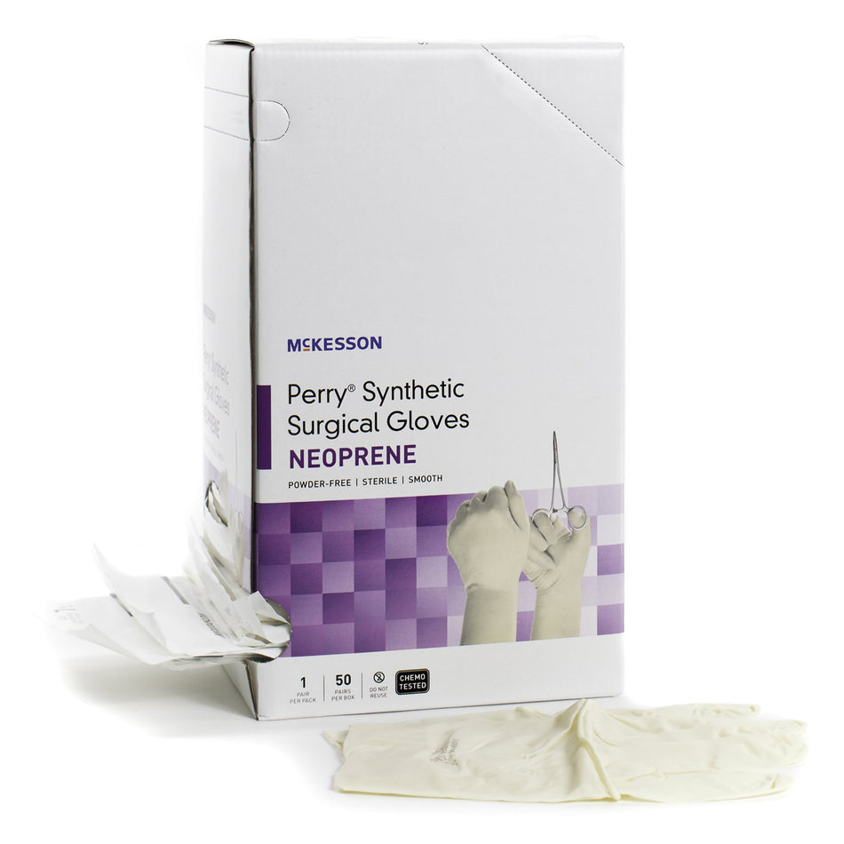 McKesson Perry Polychloroprene Surgical Glove, Size 9, Cream-Surgical Glove McKesson Perry Synthetic Surgical Gloves Size 9 Sterile Polychloroprene Standard Cuff Length Smooth Cream Chemo Tested