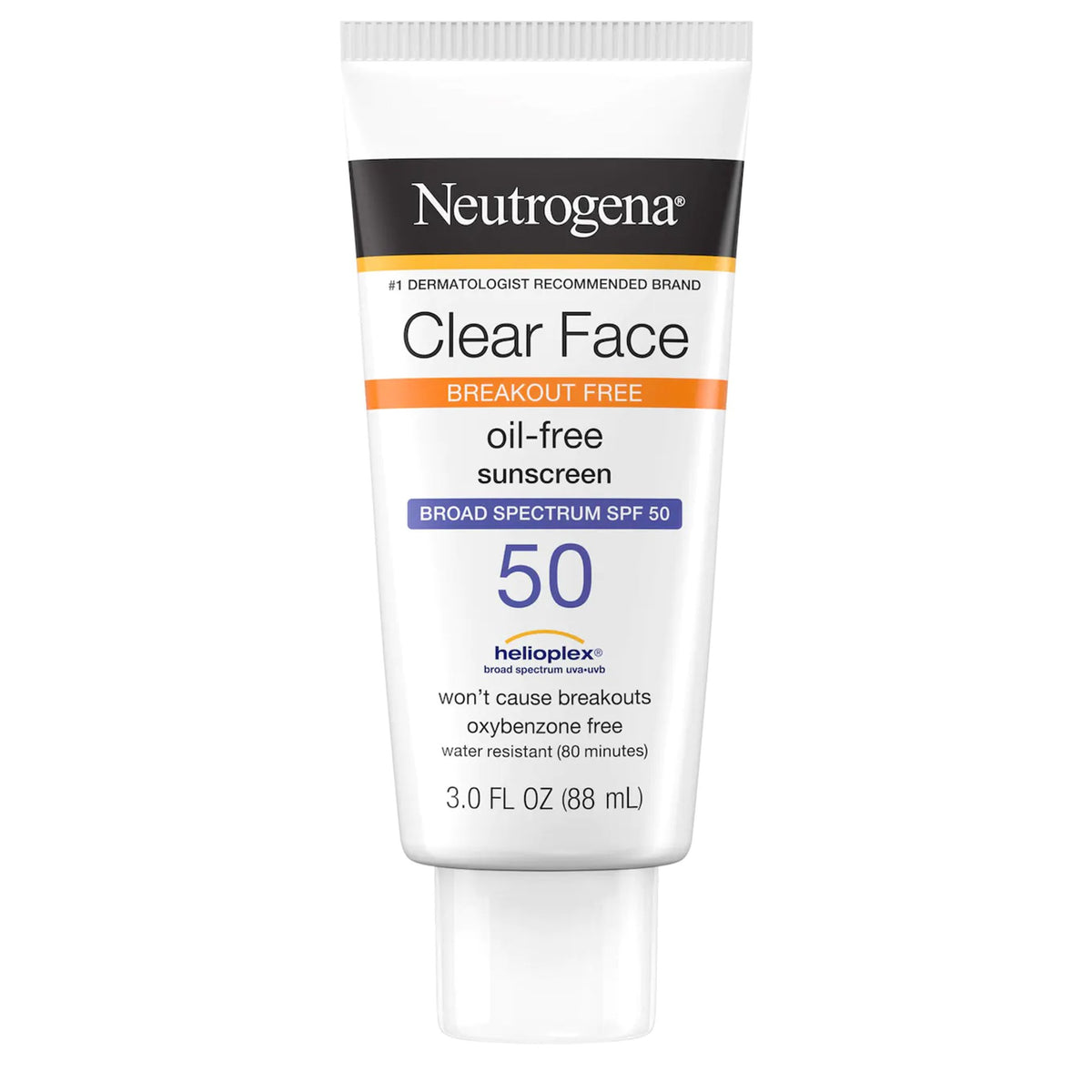 Neutrogena Clear Face Oil Free Sunscreen, 3 oz.-Sunscreen Neutrogena Clear Face SPF 50 Lotion 3 oz. Tube