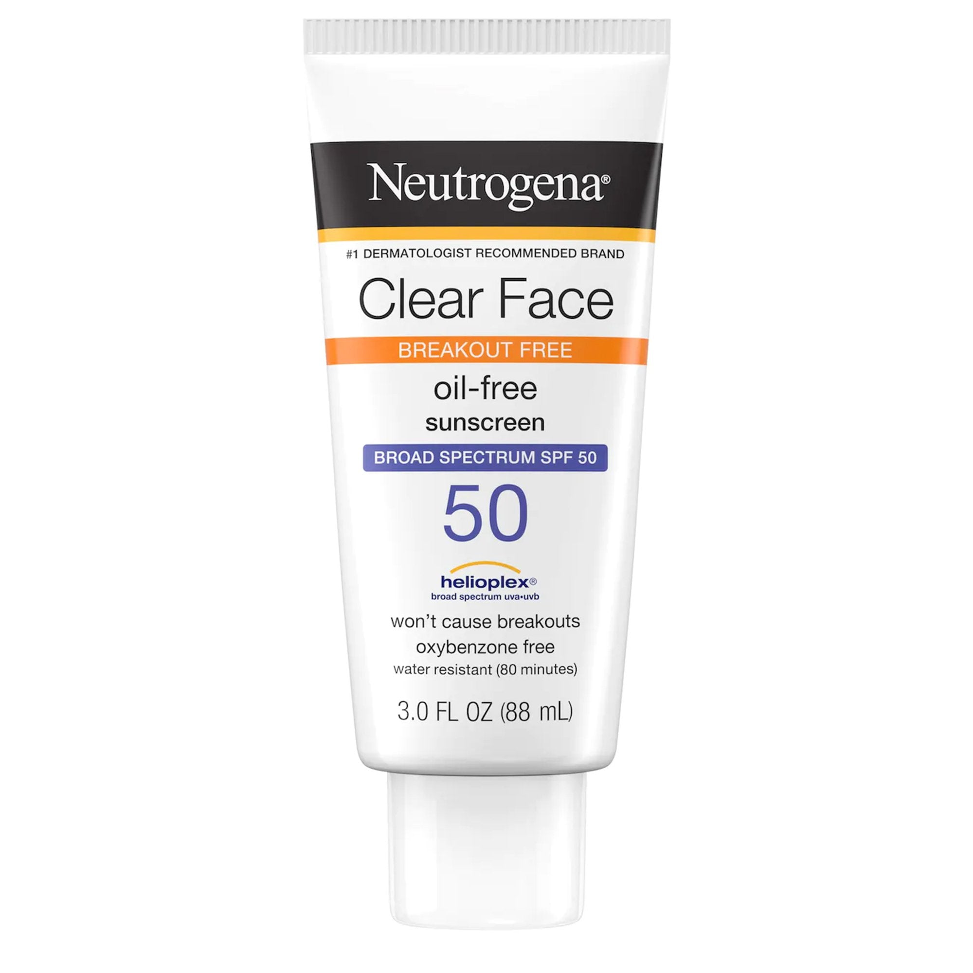 Neutrogena Clear Face Oil Free Sunscreen, 3 oz.-Sunscreen Neutrogena Clear Face SPF 50 Lotion 3 oz. Tube