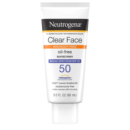 Neutrogena Clear Face Oil Free Sunscreen, 3 oz.-Sunscreen Neutrogena Clear Face SPF 50 Lotion 3 oz. Tube