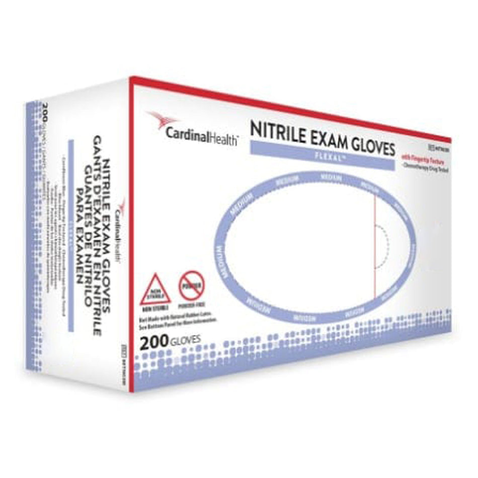 Flexal Nitrile Exam Glove, Large, Blue-Exam Glove FLEXAL Nitrile Large NonSterile Nitrile Standard Cuff Length Textured Fingertips Blue Chemo Tested