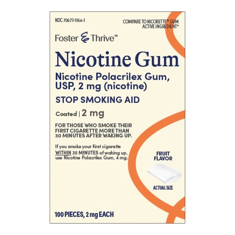 Foster & Thrive Nicotine Polacrilex 2 mg (Nicotine) Gum, Fruit-Stop Smoking Aid Foster & Thrive 2 mg Strength Gum
