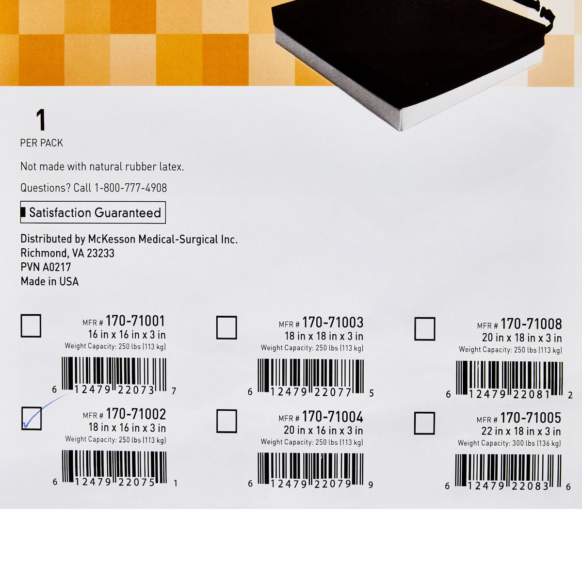 McKesson Foam Seat Cushion, 18 x 16 x 3 Inch - Body Pressure Relief and Positioning>Chair Pads - McKesson Brand
