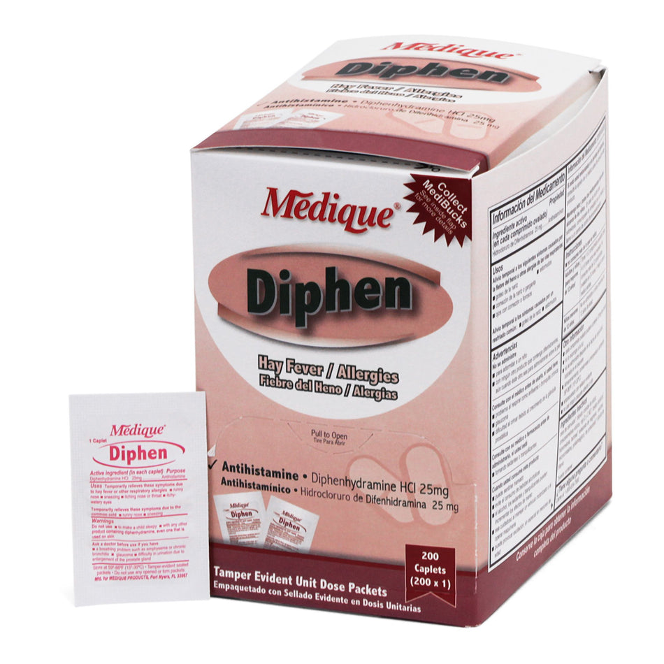 Diphen Diphenhydramine Allergy Relief-Allergy Relief Diphen 25 mg Strength Tablet 200 per Box