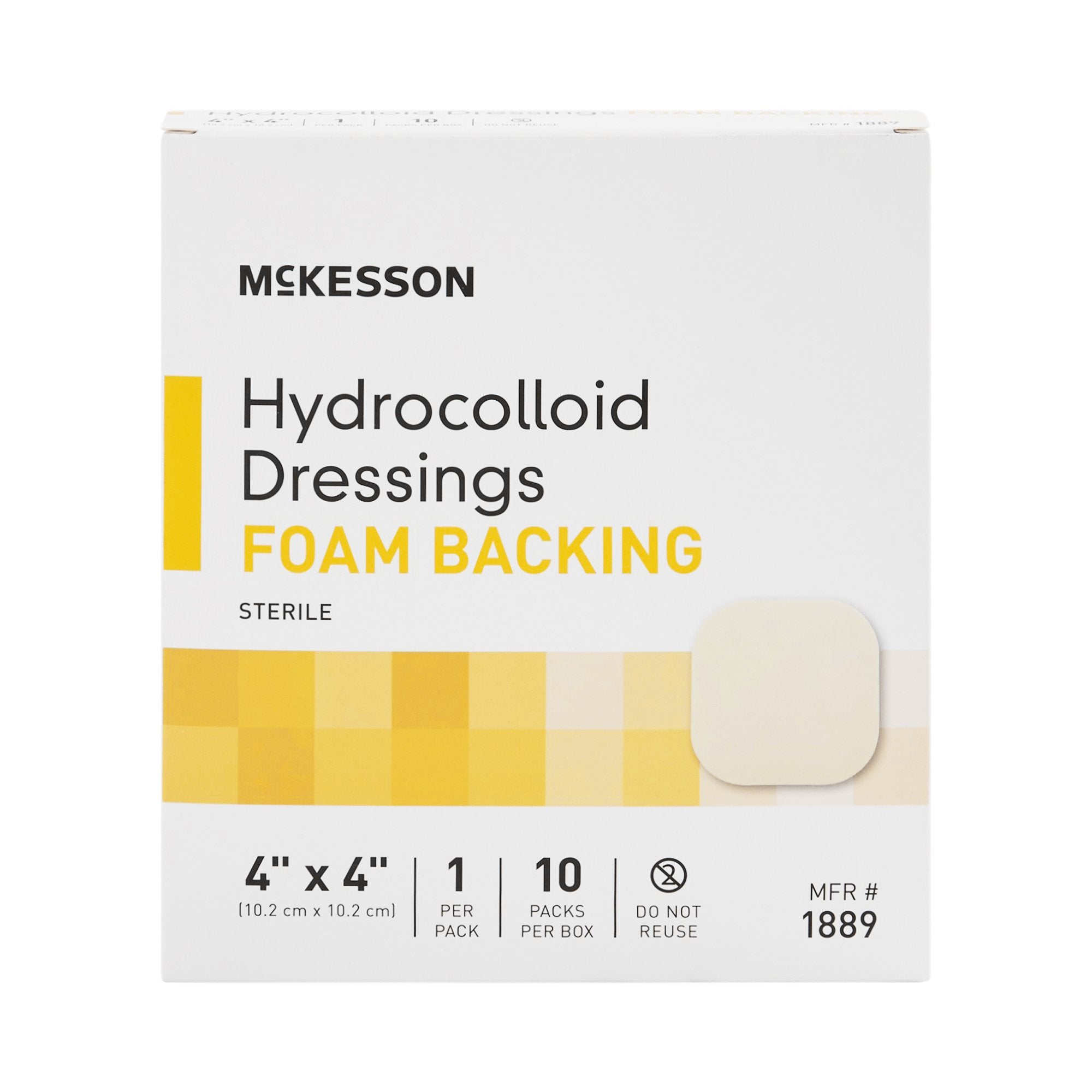 McKesson Hydrocolloid Dressing with Foam Backing, 4 x 4 Inch-Hydrocolloid Dressing McKesson Foam Backing 4 X 4 Inch Square Hydrocolloid / Foam