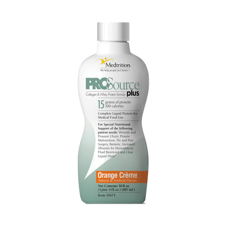 ProSource Plus Orange Crme Collagen and Whey Protein Formula, 32-ounce Bottle-Oral Supplement ProSource Plus Orange Crme Flavor Liquid 30 oz. Bottle