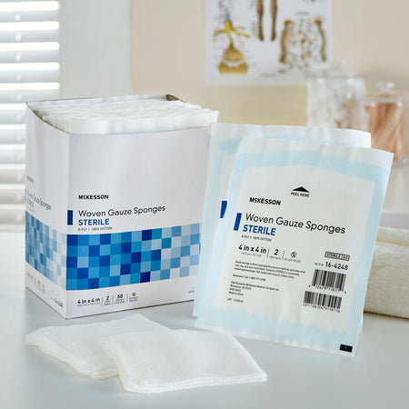 McKesson Sterile Gauze Sponge, 4 x 4 Inch, 8-Ply-Gauze Sponge McKesson 4 X 4 Inch 8-Ply Sterile 2 per Pack