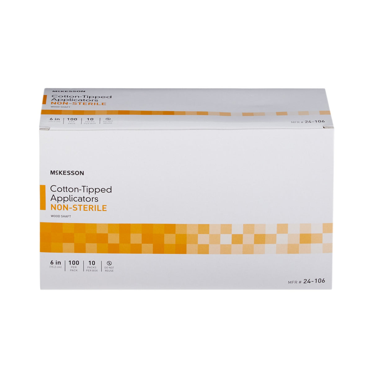 McKesson Swabsticks, Cotton-Tip, Wood Shaft, 6 Inch-Swabstick McKesson Cotton Tip Wood Shaft 6 Inch NonSterile 100 per Pack