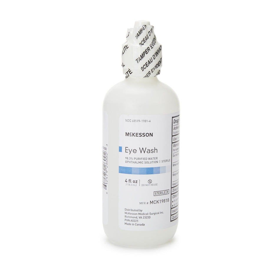 McKesson Eye Wash Solution, 4-ounce Squeeze Bottle-"Eye Wash Solution McKesson Active ingredient: 98.3% Purified Water Inactive ingredients: boric acid, sodium borate, sodium chloride 4 oz. Squeeze Bottle"