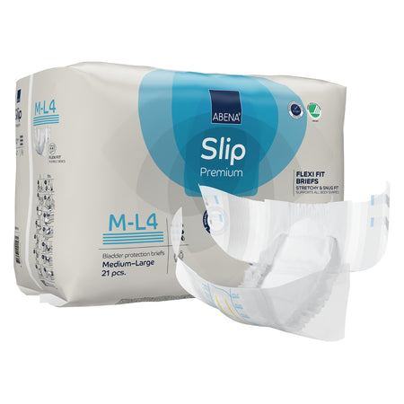 Abena Slip Premium Flexi Fit Incontinence Briefs, M-L4-Unisex Adult Incontinence Brief Abena Slip Flexi Fit Medium / Large Disposable Heavy Absorbency