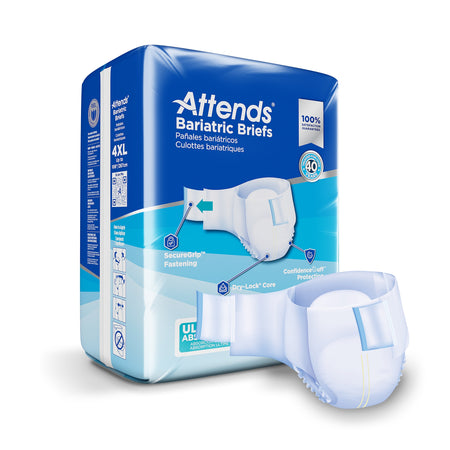 Attends Bariatric Briefs, 4X-Large-Unisex Adult Incontinence Brief Attends Bariatric 4X-Large Disposable Heavy Absorbency