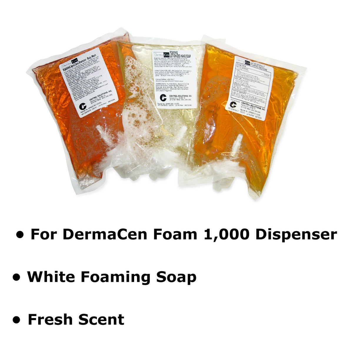 DermaCen Soap-"Soap DermaCen Foaming 1,000 mL Dispenser Refill Bag Fresh Scent"