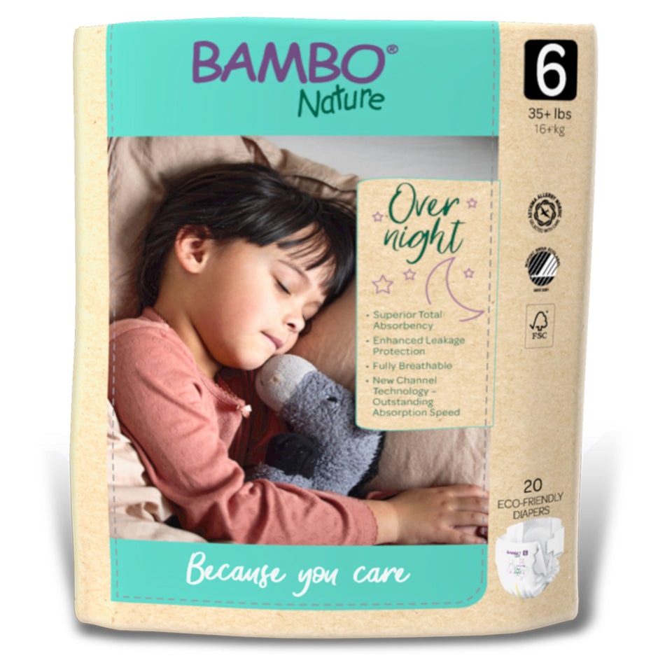Bambo Nature Overnight Diapers, Size 6-Unisex Baby Diaper Bambo Nature Size 6 Disposable Heavy Absorbency