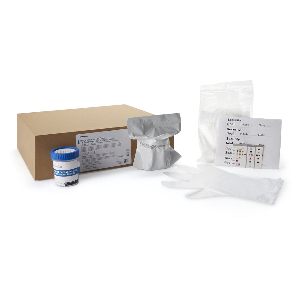 McKesson 12-Drug Panel with Adulterants Drugs of Abuse Test-"Drugs of Abuse Test Kit McKesson AMP, BAR, BZO, COC, mAMP/MET, MDMA, MOP300, MTD, OXY, PCP, TCA, THC (OX, pH, SG) 25 Tests CLIA Waived"