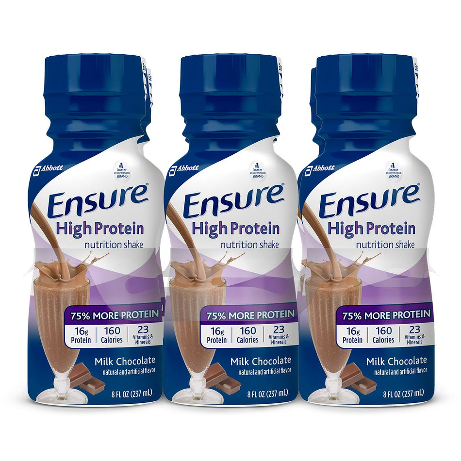 Ensure High Protein Therapeutic Nutrition, Chocolate, 8-ounce bottle-Oral Supplement Ensure High Protein Shake Milk Chocolate Flavor Liquid 8 oz. Bottle