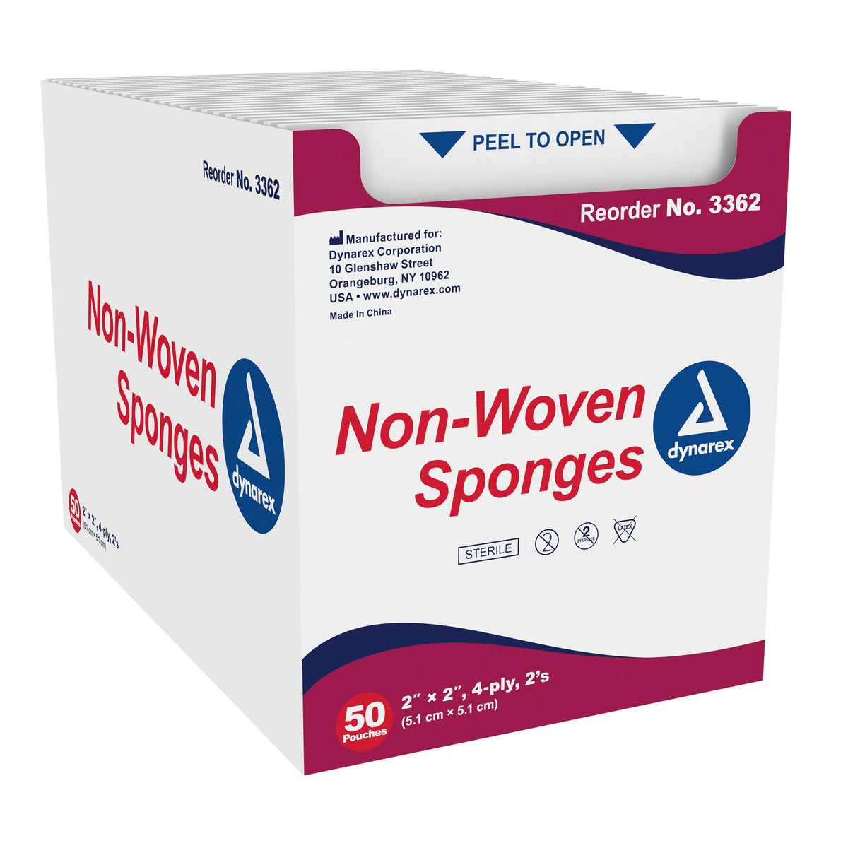 dynarex Sterile Nonwoven Sponge, 2 x 2 Inch, 4-Ply-Nonwoven Sponge Dynarex 2 X 2 Inch 4-Ply Sterile 2 per Pack