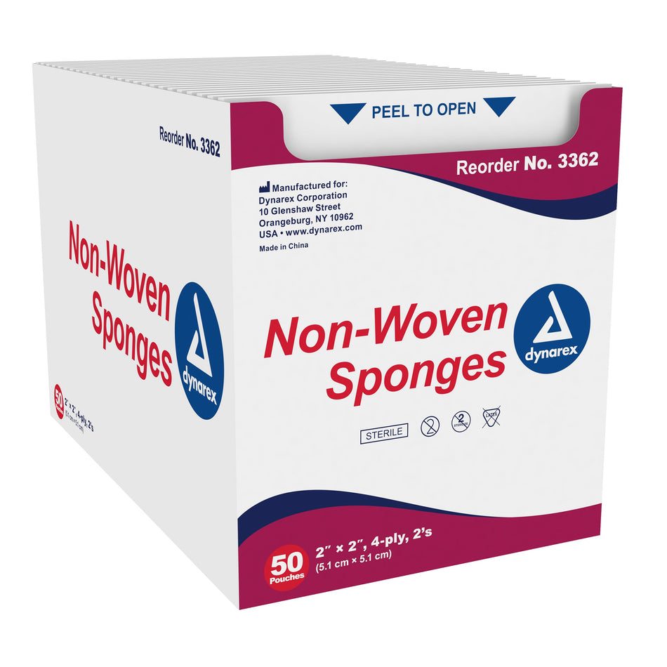 dynarex� Sterile Nonwoven Sponge, 2 x 2 Inch, 4-Ply-Nonwoven Sponge Dynarex� 2 X 2 Inch 4-Ply Sterile 2 per Pack