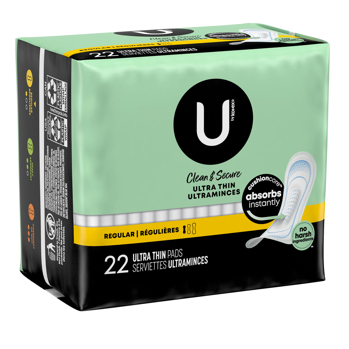 U by Kotex Security Ultra Thin Pad, Regular Absorbency-Feminine Pad U by Kotex Ultra Thin Regular Absorbency