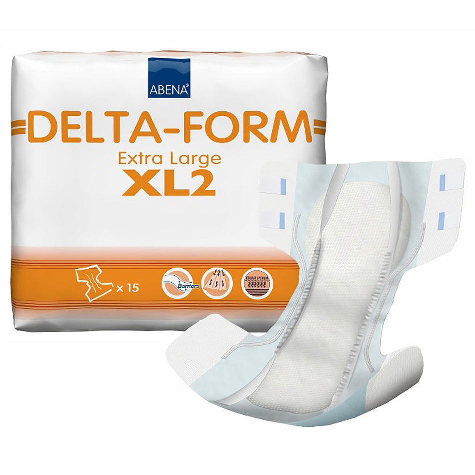 Abena Delta-Form XL2 Incontinence Brief, Extra Large-Unisex Adult Incontinence Brief Abena Delta-Form X-Large Disposable Moderate Absorbency