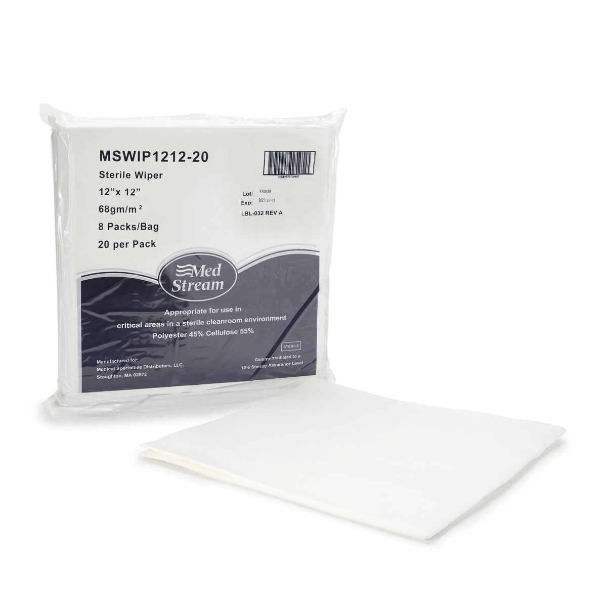 McKesson Cleanroom Wipes, 12 x 12 Inch-Cleanroom Wipe McKesson ISO Class 5 White Sterile Polyester / Cellulose 12 X 12 Inch Disposable