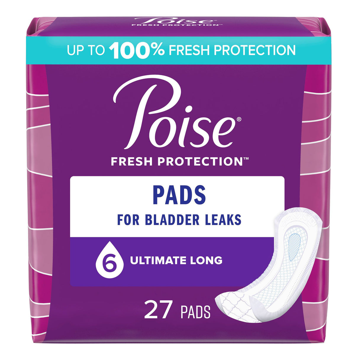Poise Bladder Control Female Disposable Pads, Heavy Absorbency, Absorb-Loc Core, One Size Fits, 15.9 Inch-Bladder Control Pad Poise Fresh Protection 15.9 Inch Length Heavy Absorbency Sodium Polyacrylate Core One Size Fits Most
