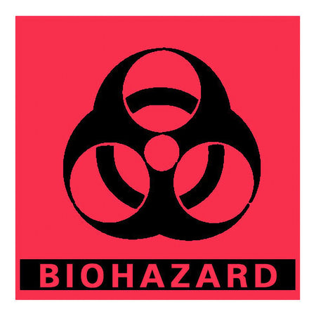 Barkley Biohazard Warning Label, 5 x 5 Inch-Pre-Printed Label Barkley Caution Label Fluorescent Red Paper Biohazard / Symbol Black Biohazard 5 X 5 Inch