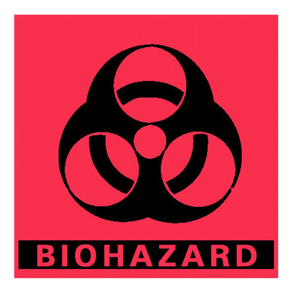 Barkley Biohazard Warning Label, 5 x 5 Inch-Pre-Printed Label Barkley Caution Label Fluorescent Red Paper Biohazard / Symbol Black Biohazard 5 X 5 Inch