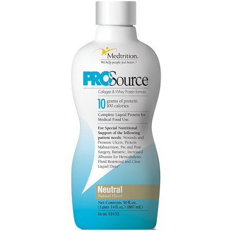 ProSource Collagen and Whey Protein Formula, 30-ounce Bottle-Oral Supplement ProSource Neutral Flavor Liquid 30 oz. Bottle