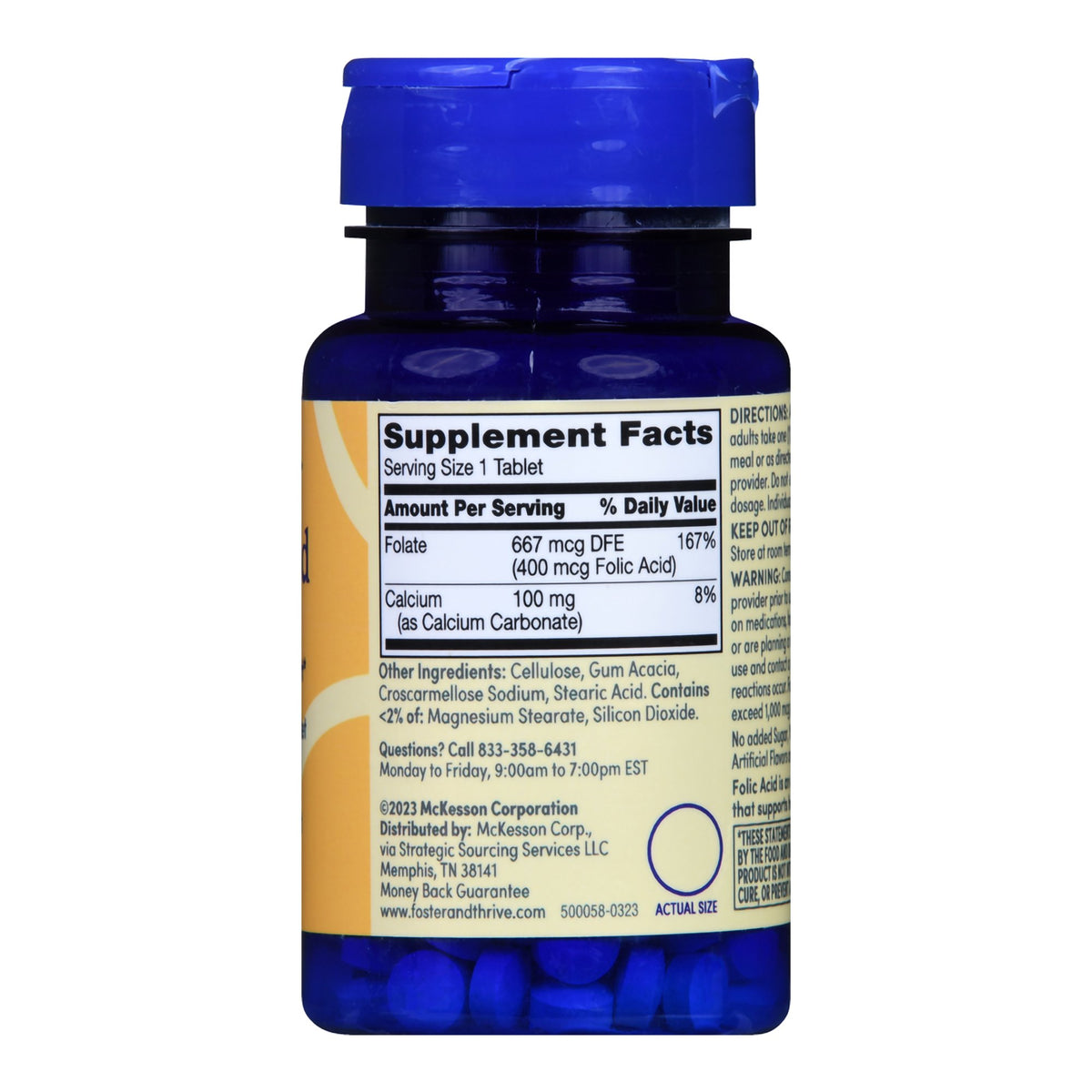 Foster & Thrive Folic Acid 400 mcg Tablets-Vitamin Supplement Foster & Thrive Folic Acid 400 mcg Strength Tablet 250 per Bottle