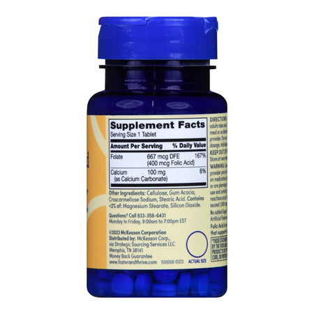 Foster & Thrive Folic Acid 400 mcg Tablets-Vitamin Supplement Foster & Thrive Folic Acid 400 mcg Strength Tablet 250 per Bottle