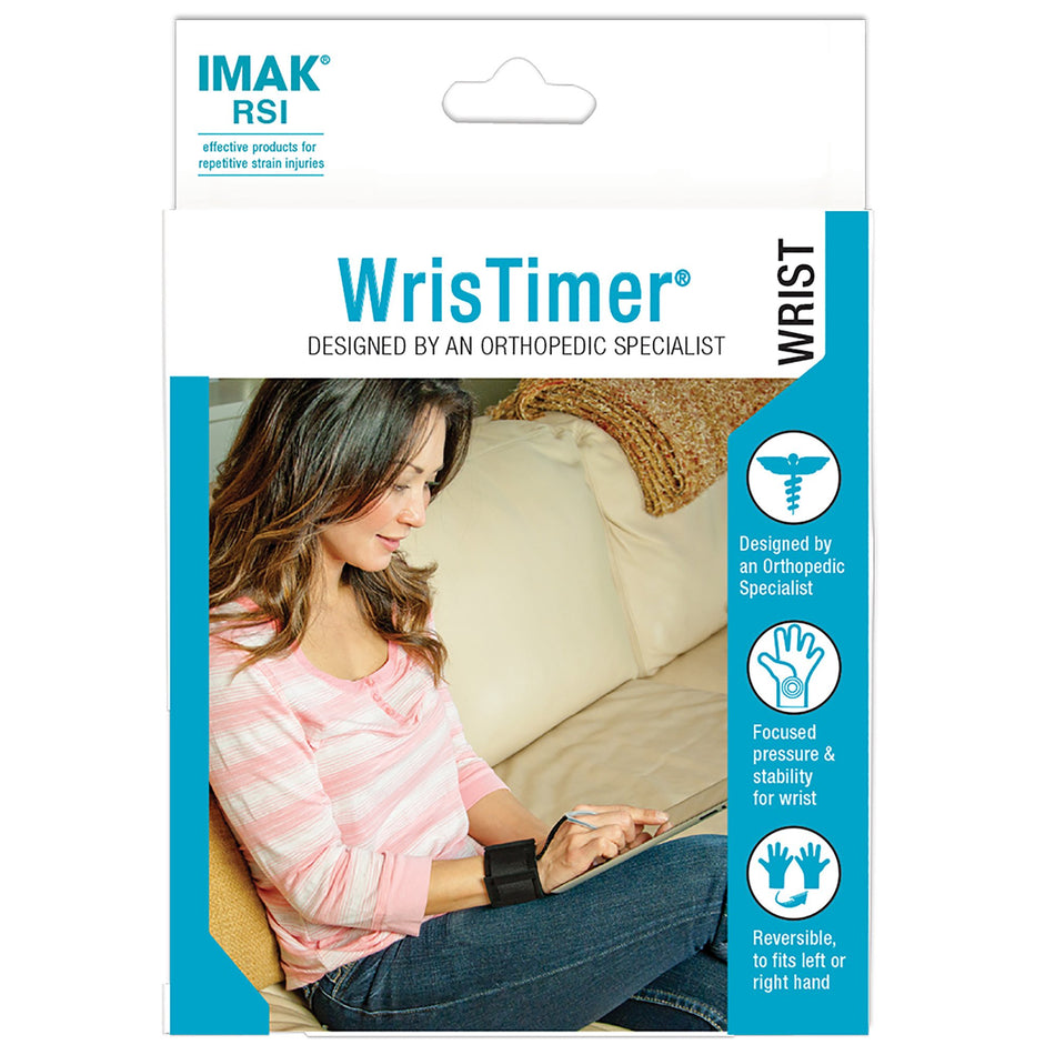 WrisTimer Wrist Support, Medium-Wrist Support IMAK RSI WrisTimer Daytime Elastic Left or Right Hand Black Medium