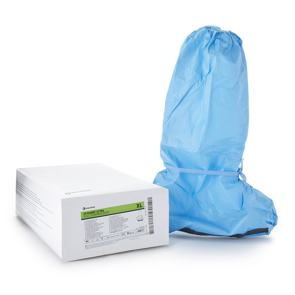 Hi Guard Shoe Cover, Blue, Extra Large-Boot Cover Hi Guard X-Large Knee High Nonskid Sole Blue NonSterile