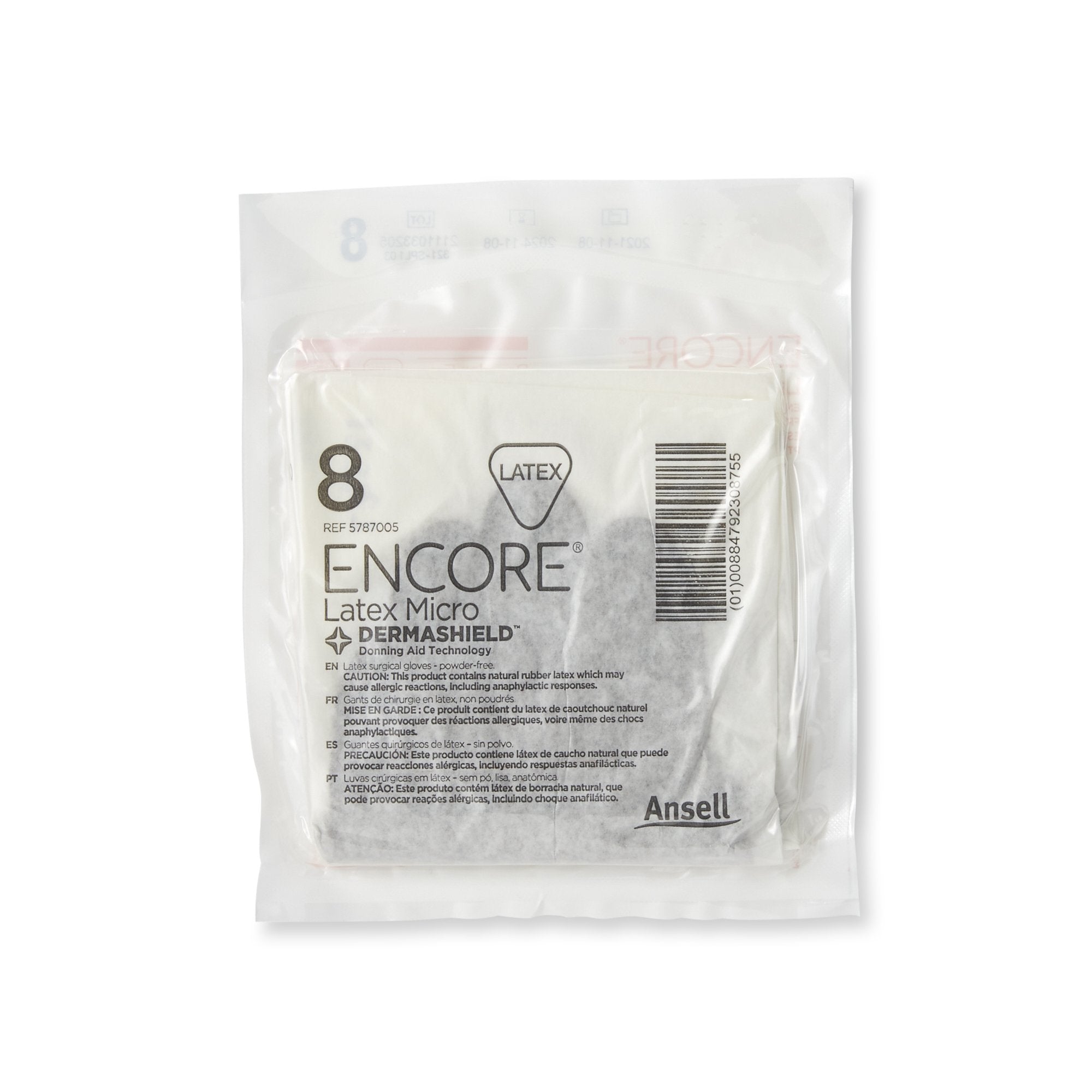 Encore Latex Micro Surgical Glove, Size 8, Brown-Surgical Glove ENCORE Latex Micro Size 8 Sterile Latex Standard Cuff Length Micro-Textured Brown Chemo Tested