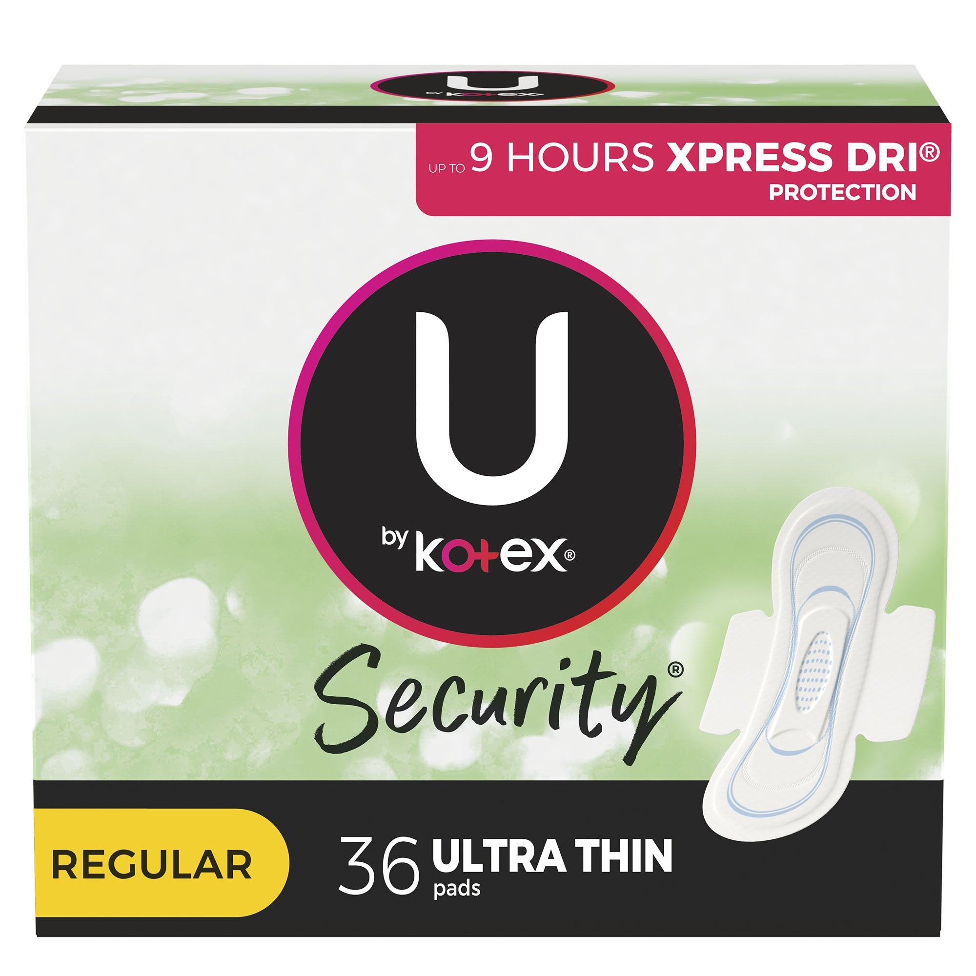U by Kotex Security Ultra Thin Pads with Wings, Regular Absorbency-Feminine Pad U by Kotex Security Ultra Thin with Wings Regular Absorbency
