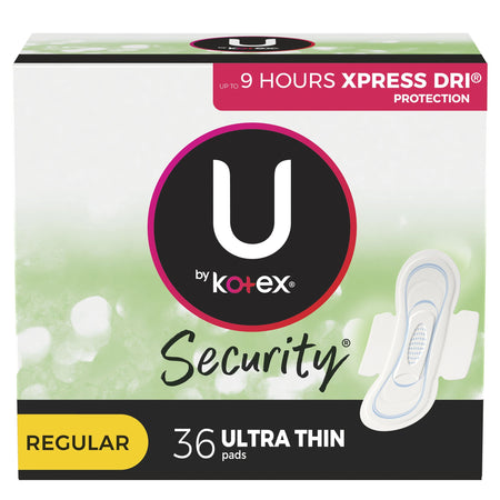 U by Kotex Security Ultra Thin Pads with Wings, Regular Absorbency-Feminine Pad U by Kotex Security Ultra Thin with Wings Regular Absorbency