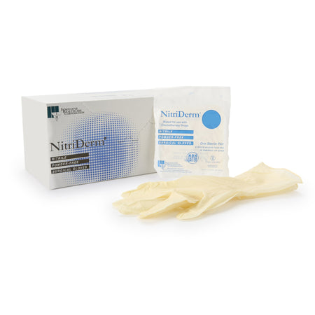 NitriDerm Nitrile Surgical Glove, Size 6, White-Surgical Glove NitriDerm Size 6 Sterile Nitrile Standard Cuff Length Fully Textured White Chemo Tested
