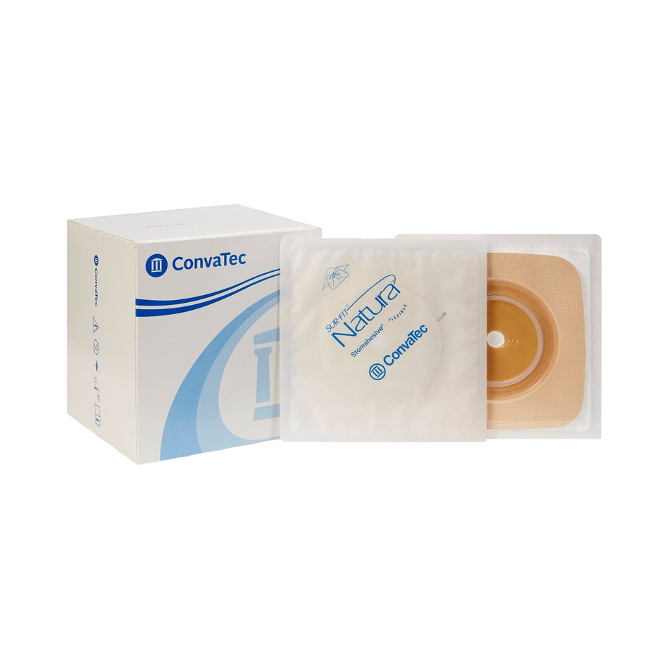 Sur-Fit Natura Colostomy Barrier With 1 3/8-1 Inch Stoma Opening, Tan-"Ostomy Barrier Sur-Fit Natura Trim to Fit, Standard Wear Stomahesive Adhesive 57 mm Flange Sur-Fit Natura System Hydrocolloid 1-3/8 to 1-3/4 Inch Opening 5 X 5 Inch"