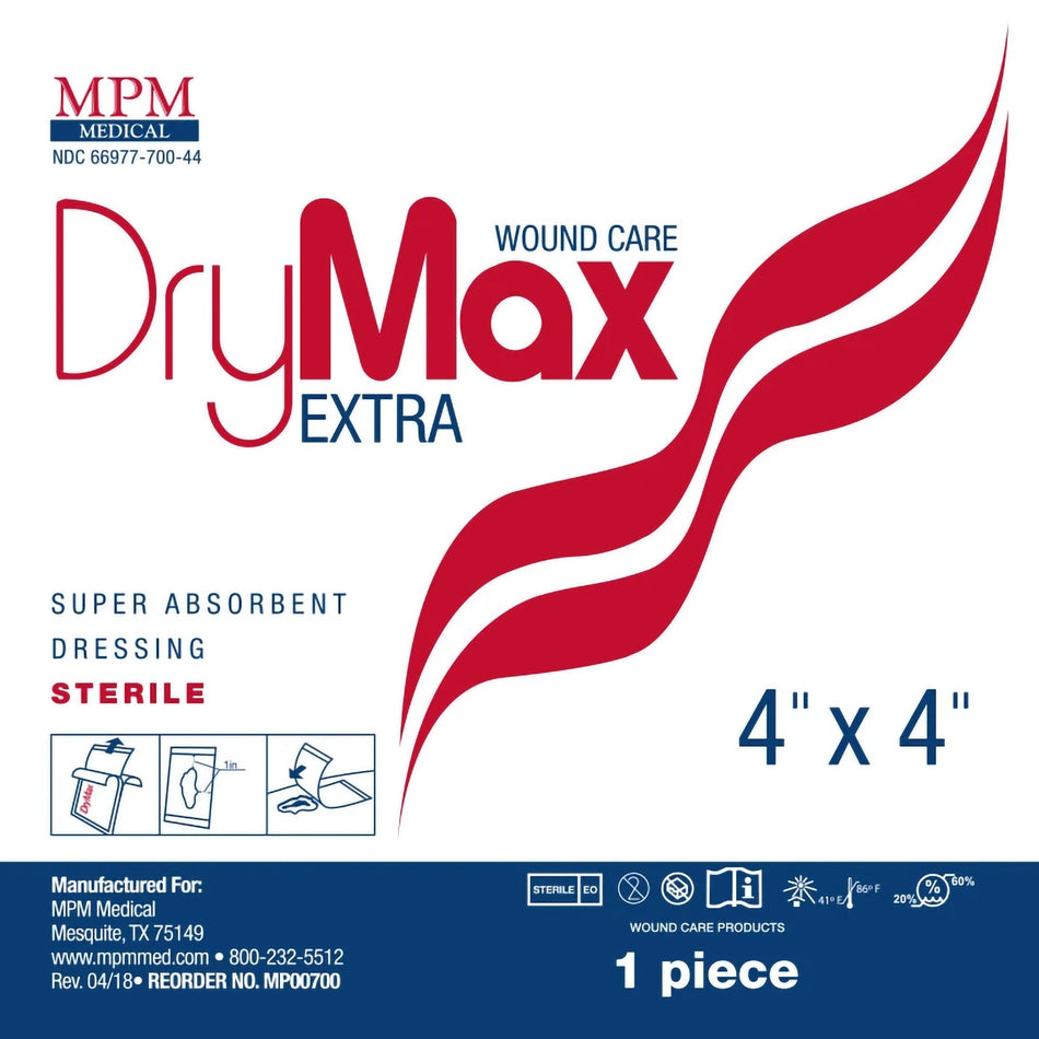DryMax Extra Super Absorbent Dressing, 4 x 4 Inch-Super Absorbent Dressing DryMax Extra 4 X 4 Inch Square