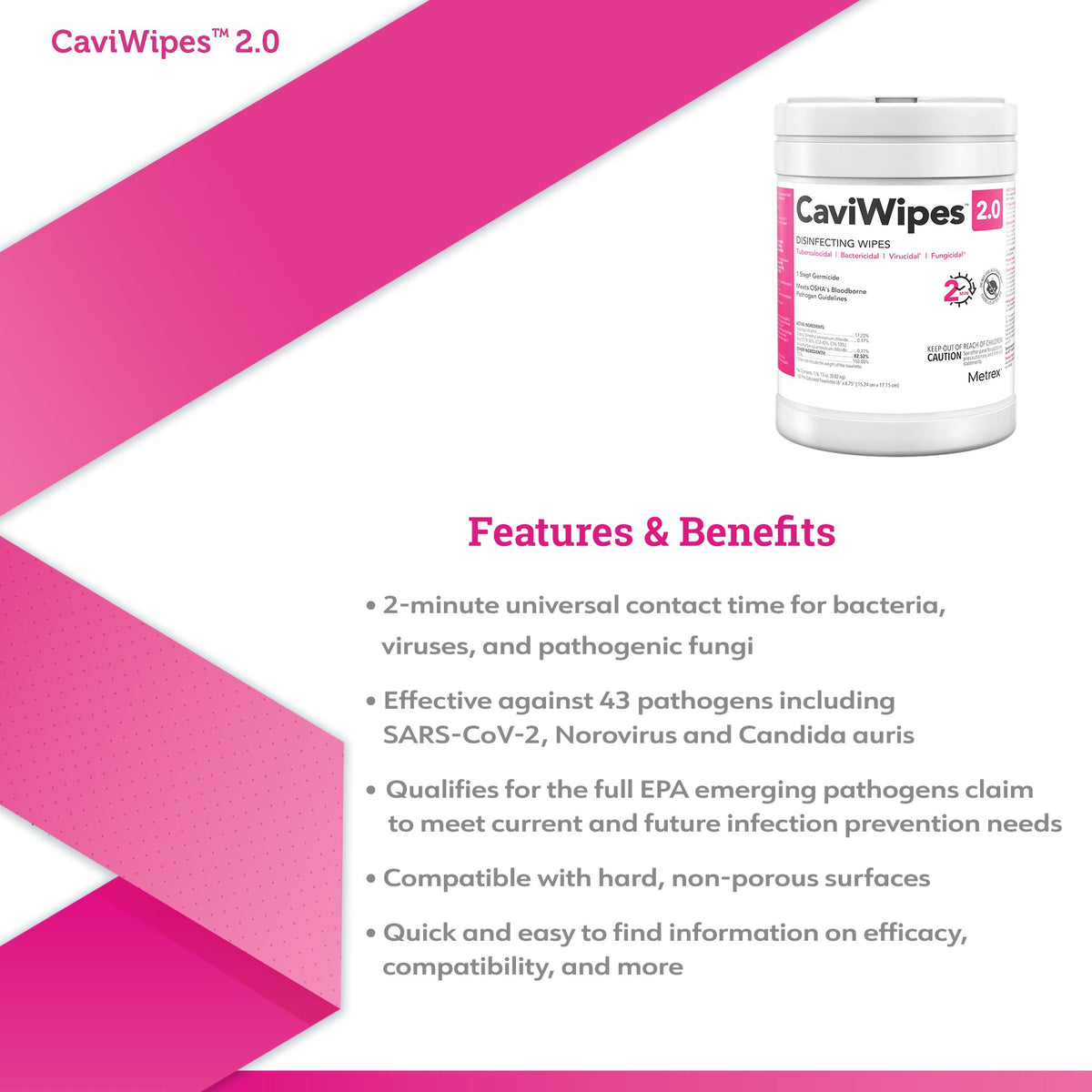 CaviWipes™ 2.0 Disinfecting Wipes, Extra Large - Housekeeping>Cleaners and Disinfectants - Metrex Research