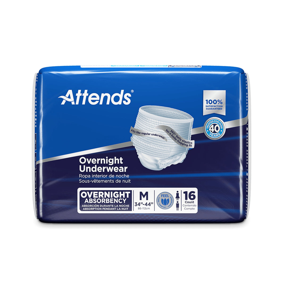 Attends® Overnight Underwear with Extended Wear Protection, Medium - Incontinence>Adult Briefs and Protective Undergarment...